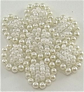 Flower with White Pearls 1.5" x 1.5"