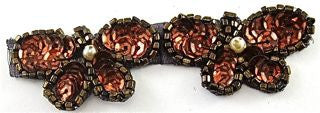 Sequin Butterfly Trim or Applique Pair Bronze 1.5" x 1"