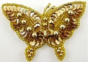 Butterfly with Gold Sequins and Beads 3.5" x 2.5"