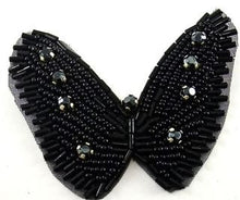 Load image into Gallery viewer, Butterfly with Black Beads and Black Rhinestones 3&quot; x 2&quot;