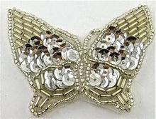 Load image into Gallery viewer, Butterfly with Silver Sequins and Beads 2&quot; x 2&quot;