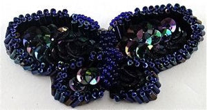 Butterfly all Beaded Black and Moonlight choices of Colors 2.5" x 1"