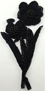 Single Flower with Black Beads 7" x 3.5"