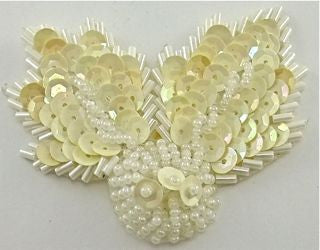 Leaf with Cream Sequins and Beads