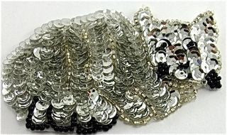 Cat with Silver Sequins and Black Beads 3.75" x 2"