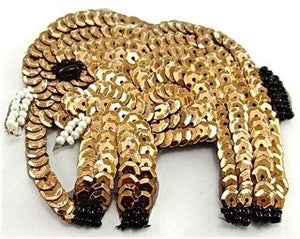 Elephant with Bronze and Black Sequins and Beads 2.5" x 3"