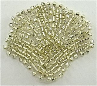 Sea Shell with Silver Beads 2" x 1.5"