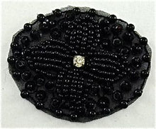 Load image into Gallery viewer, Designer Motif with Black Sequins and Beads and Rhinestone 2&quot; x 1.5&quot;