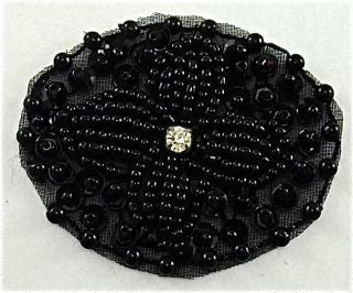 Designer Motif with Black Sequins and Beads and Rhinestone 2