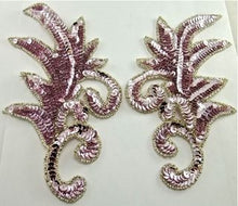 Load image into Gallery viewer, Leaf Pair with Lite Mauve Sequins with Mauve Beads 7&quot; x 4&quot;