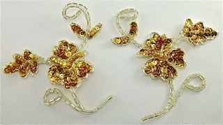 Flower Pair with Gold Sequins and Silver Beads 4