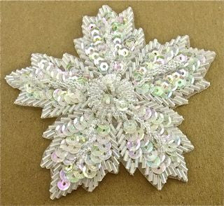 Flower with Iridescent Sequins and Beads 4.5"