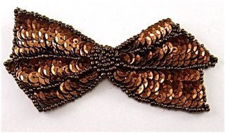 Bow with Bronze Sequins and Beads 2" x 4"