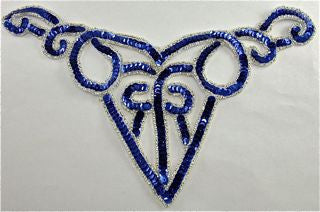 Designer Neck Line Royal Blue Sequins and Beads 10.5