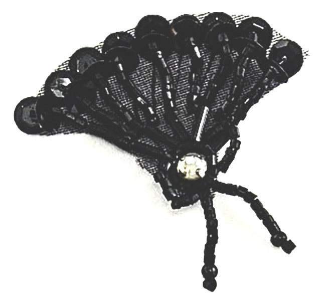 Fan with Black Sequin and Beads with AB Rhinestones 2