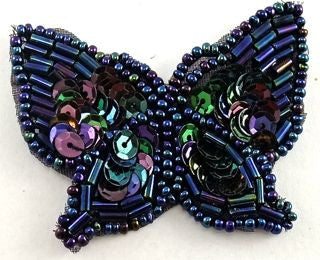 Butterfly with Moonlight Sequins and Beads 2.5" x 2"