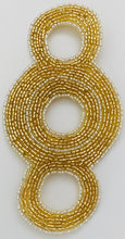 Load image into Gallery viewer, Designer Motif Triple Circle all Gold Beads with Silver Beaded Trim 6&quot; x 3&quot;