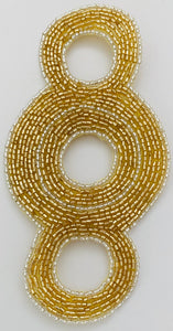 Designer Motif Triple Circle all Gold Beads with Silver Beaded Trim 6" x 3"