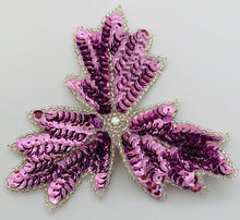 Load image into Gallery viewer, Leaf Pink Three Points with Sequins and Crystal Center 5&quot; x 5&quot;