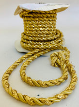 Load image into Gallery viewer, Ribbon, Rope, with intertwined metallic Thread 1/4&quot; thick. Sold by the yard
