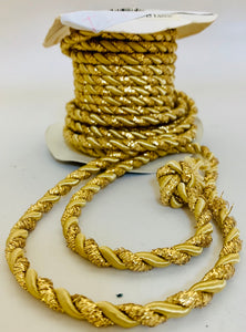 Ribbon, Rope, with intertwined metallic Thread 1/4" thick. Sold by the yard
