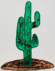 Cactus with Beaded Trim Bronze Base 6.5" x 4.5"