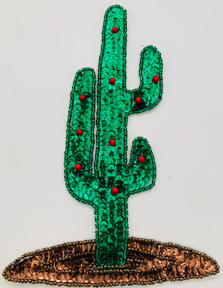 Cactus with Beaded Trim Bronze Base 6.5