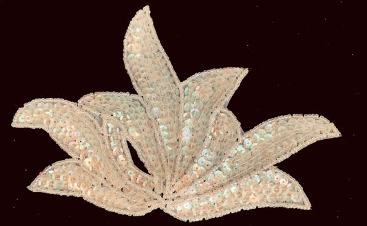 Leaf with Yellow Tinted Iridescent Sequins and Beads 4.5" x 6"