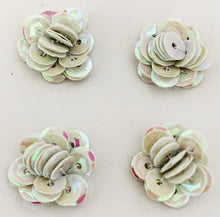 Load image into Gallery viewer, Flower Set of 5 with a slight tinge of green and fuchsia Sequins 1/2&quot;
