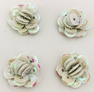 Flower Set of 5 with a slight tinge of green and fuchsia Sequins 1/2"