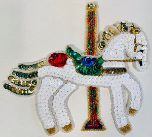 Carousel Horse colorful sequins and beads  6" x 6"