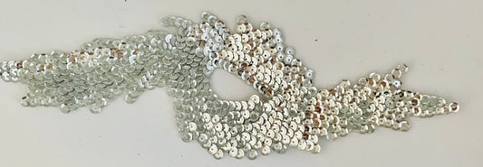 Designer Motif Swirl with Silver Sequins  and iridescent sequins 9" x 3"