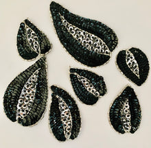 Load image into Gallery viewer, Leaf Set Black and Silver Sequins and Beads