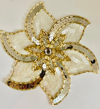 Load image into Gallery viewer, Designer Motif Pin Wheel Shape Gold Silver with Rhinstones and Beads 4.5&quot; x 4.5&quot;