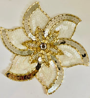 Designer Motif Pin Wheel Shape Gold Silver with Rhinstones and Beads 4.5