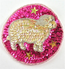 Load image into Gallery viewer, Zodiac Symbol Aires the Ram, Sequin Beaded 3.5&quot;