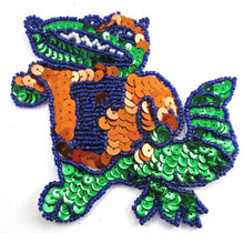 Load image into Gallery viewer, Alligator with Letter F on Shirt 4&quot; x 4.25&quot; - Sequinappliques.com