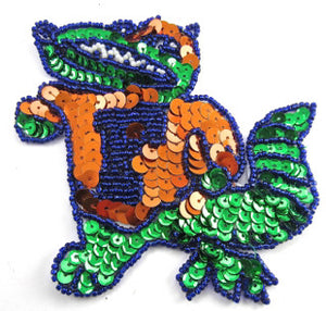 Alligator with Letter F on Shirt 4" x 4.25" - Sequinappliques.com