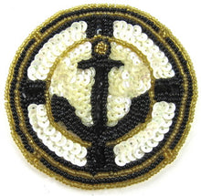 Load image into Gallery viewer, Anchor Patch with Back and White Sequins 3.5&quot; - Sequinappliques.com