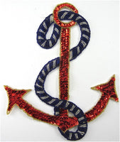 Anchor with Royal Blue and Silver Rope and Red Sequins 10