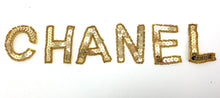 Load image into Gallery viewer, &quot;Chanel&quot; unattached gold sequin beaded letters  2&quot; each letter - Sequinappliques.com