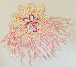 Epaulet with Peach Sequins/Beads 5" x 8"