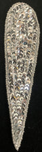 Load image into Gallery viewer, Silver sequin beaded teardrop 6 1/2&quot; x 1 1/2&quot;