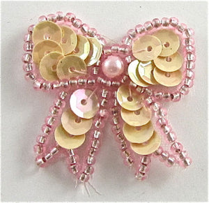 Bow Cream with Pink Trim 1.5" x 1.5"