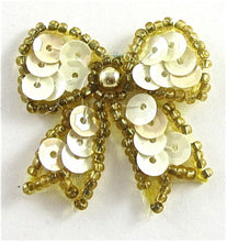 Load image into Gallery viewer, Bow with Lite Yellow and Dark Gold Beads, 1.5&quot; x 1.5&quot;