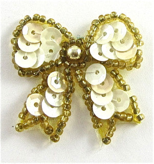 Bow with Lite Yellow and Dark Gold Beads, 1.5