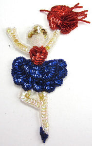 Ballerina Red White Blue Sequins and Beads 6.25" x 3" - Sequinappliques.com