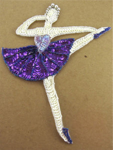 Ballerina with Purple Tutu 8" x 7" - Sequinappliques.com