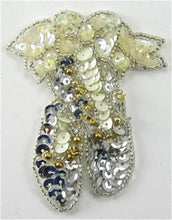 Load image into Gallery viewer, Ballet Slippers with Silver and Iridescent Sequins and Beads 3&quot;x 2.25&quot;