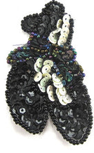Load image into Gallery viewer, Ballet Slipper Black with White and Moonlite Sequin/Beads 3&quot; x 2&quot;